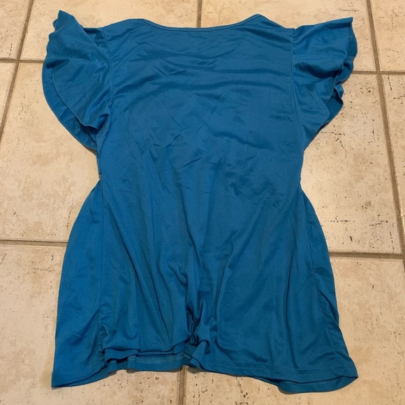 EKOUAER Teal V-Neck Ruffle Sleeve Tunic Top Size S - Picture 5 of 6